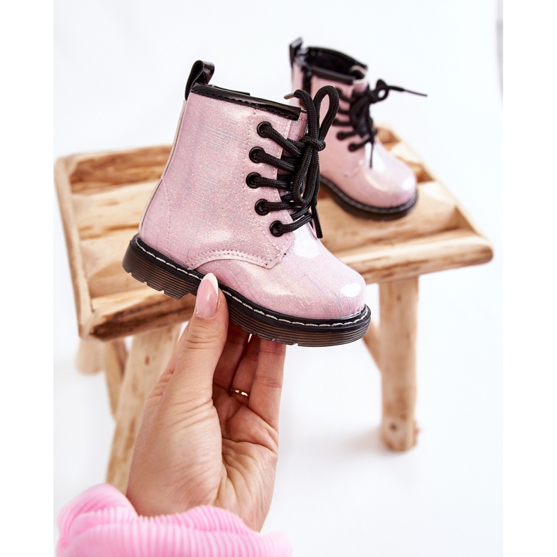 Children's Warm Boots With A Zipper Lacquered Pink Goopy 2