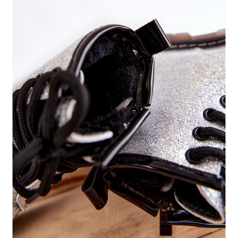 FR1 Children's Boots Warm With A Zipper Lacquered Silver Goopy 2