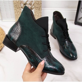 Women's boots insulated eco-snakeskin green Jezzi 2