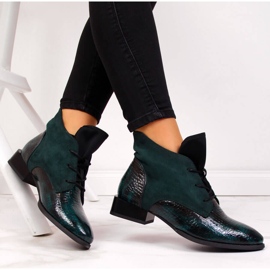 Women's boots insulated eco-snakeskin green Jezzi 1