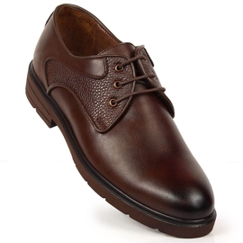 Brown leather lace-up shoes for men Kingle 1