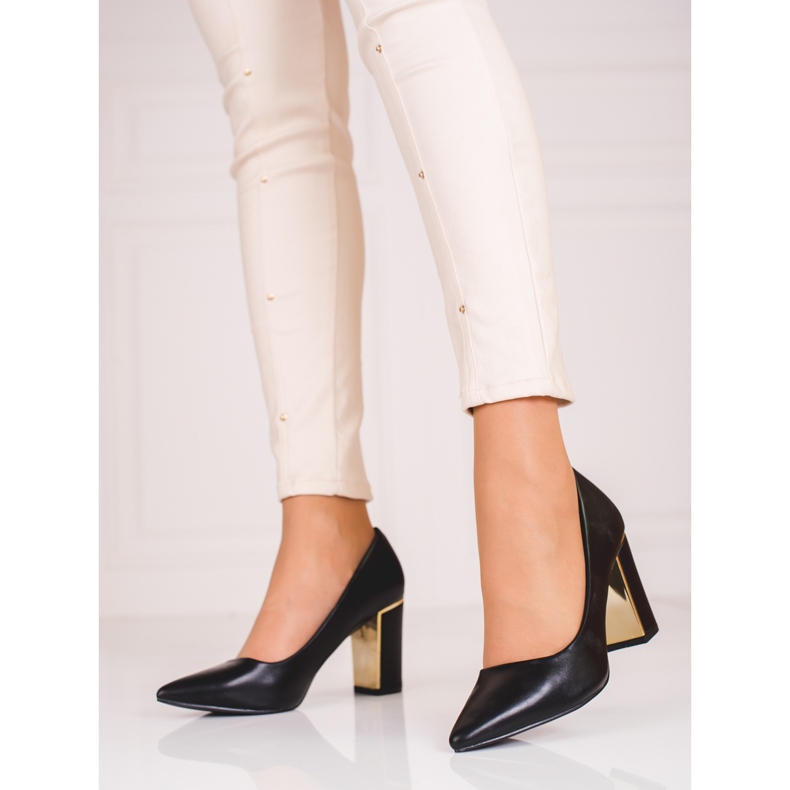 Ladies' black pumps on a high Shelovet post 1