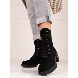 Black suede lace-up women's Shelovet boots 2 Black suede lace-up women's Shelovet boots 2