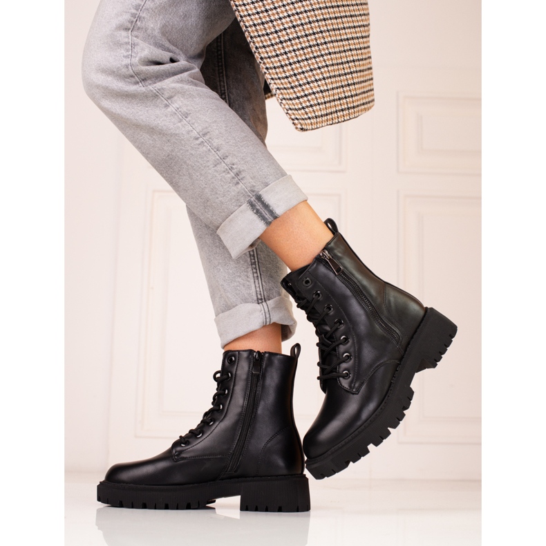 Black Shelovet lace-up boots for women 1 Black Shelovet lace-up boots for women 1