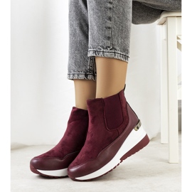 Maroon warm wedge boots Arkala claret 1