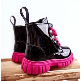 PA1 Lacquered Black and Pink Heidi Warm Boots 1