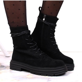 D&A Black OLI175B black suede trapper boots 5