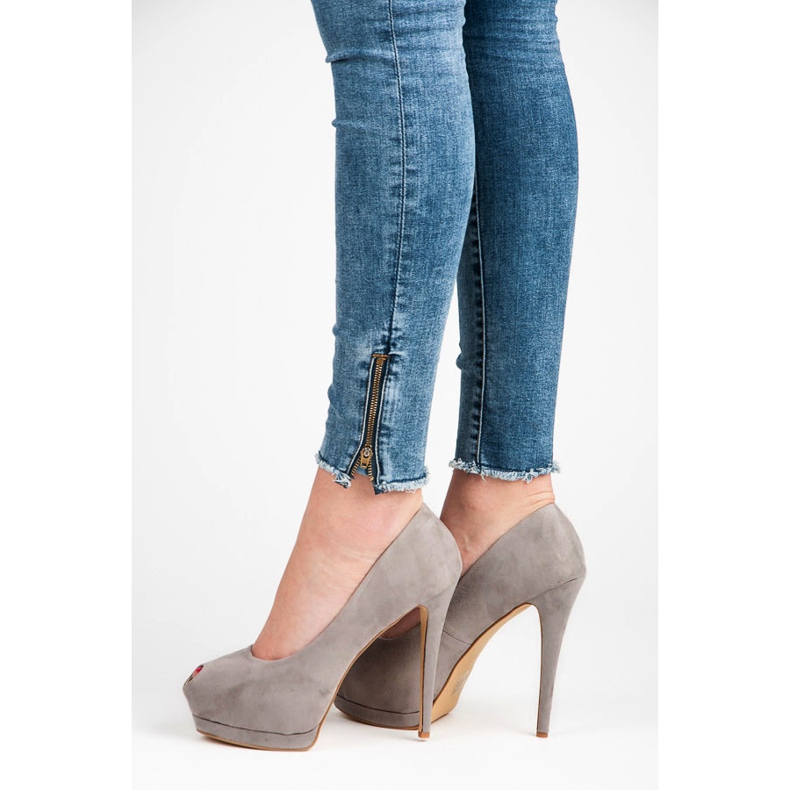 Vices Suede Open Toe Heels grey 2