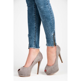 Vices Suede Open Toe Heels grey 1