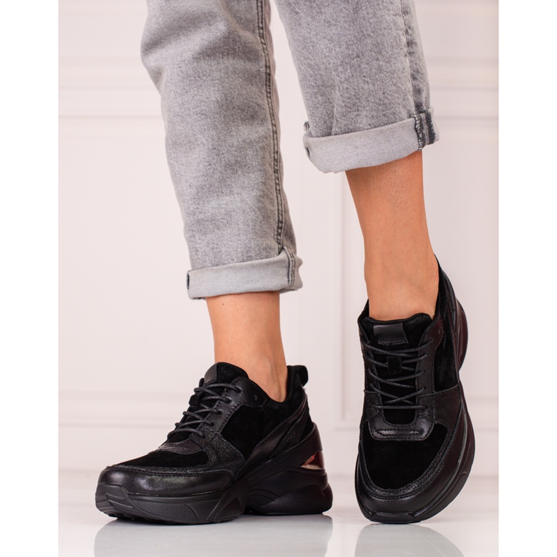 Women's black leather sneakers Shelovet 2 Women's black leather sneakers Shelovet 2