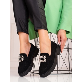 Suede loafers on the Shelovet platform black 1