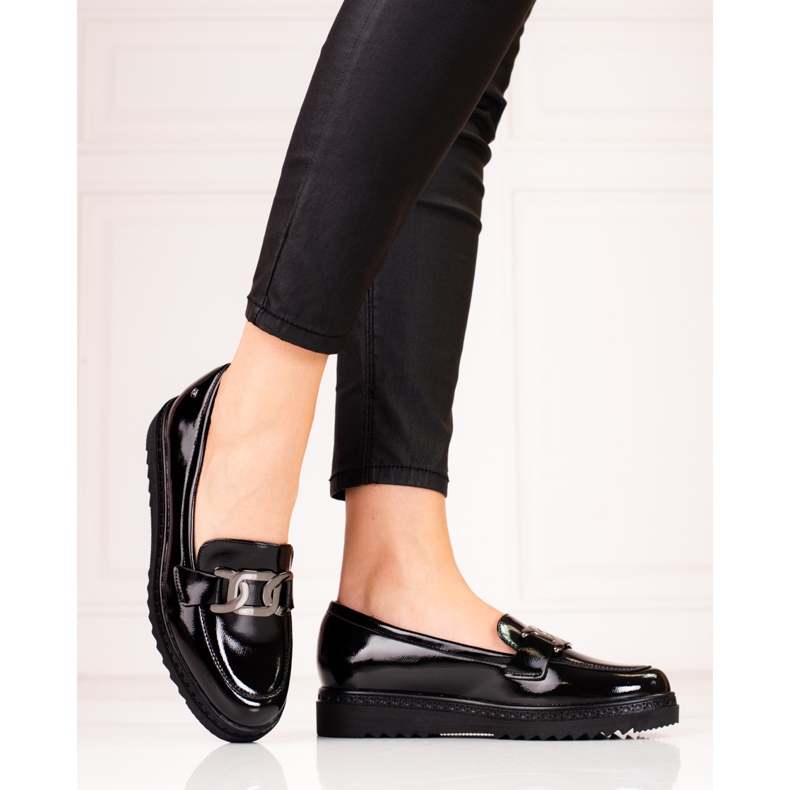 Women's lacquered loafers on the Vinceza platform black 1