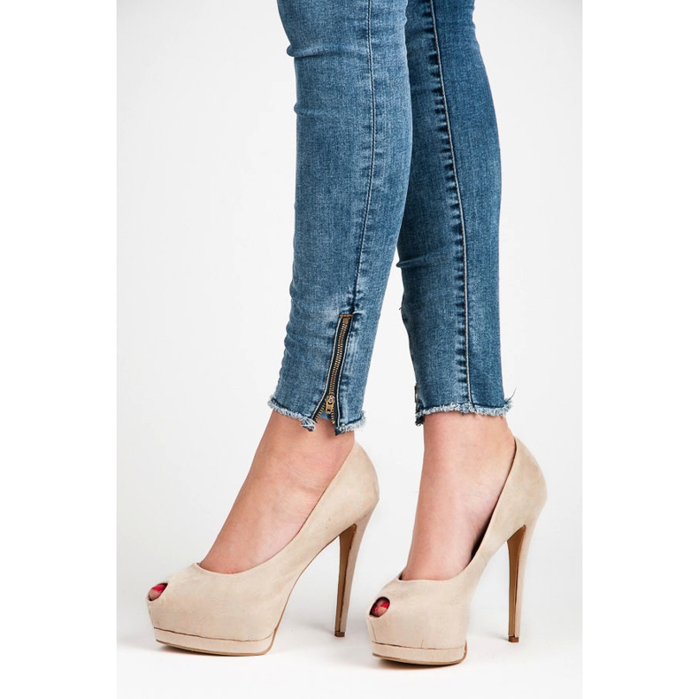 Vices Open toe suede heels brown 2