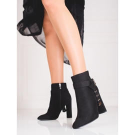 Women's boots on the post made of ecological Shelovet suede black 2