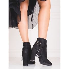 Women's boots on the post made of ecological Shelovet suede black 1