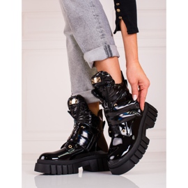 Women's lacquered boots on the Shelovet platform black 1