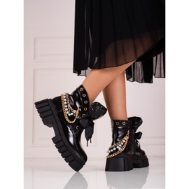 Women's lacquered boots with Shelovet embellishments black 2