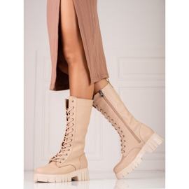 Lace-up high boots for women from Sokolski beige 2