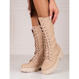 Lace-up high boots for women from Sokolski beige 1