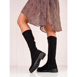 Black Shelovet suede women's boots 2