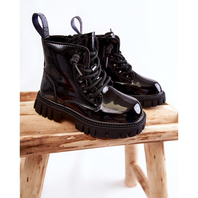PA1 Lacquered Black Warm Boots Heidi 1