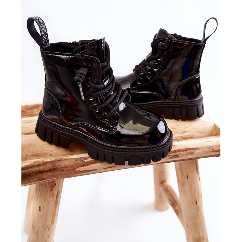 PA1 Lacquered Black Warm Boots Heidi 2