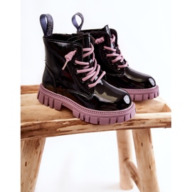 PA1 Lacquered Black and Violet Heidi Warm Boots 2