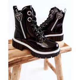 S.Barski Lacquered Black Warm Boots With Zipper Marcella 2