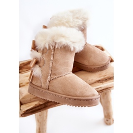 Children's Warm Boots With Bows Light Beige Funky Snow Boots 2