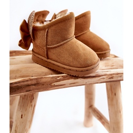 Girls' Warm Snow Boots With Bows Camel Meriva brown 2