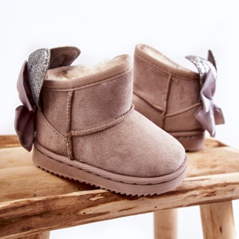 Girls' Warm Snow Boots With Gray Meriva Bows beige 2