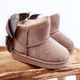 Girls' Warm Snow Boots With Gray Meriva Bows beige 1