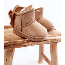Girls' Beige Meriva Warm Snow Boots With Bows 2