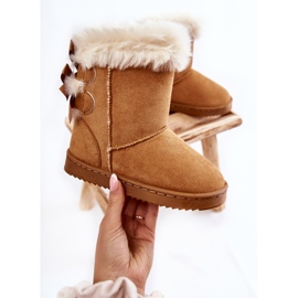 Children's Warm Boots With Bows Beige Funky Snow Boots brown 1