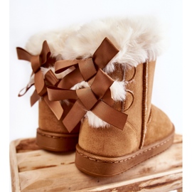 Children's Warm Boots With Bows Beige Funky Snow Boots brown 2