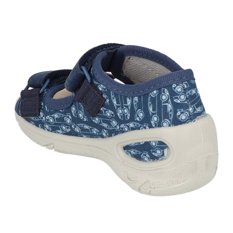 Befado children's pu slippers with Velcro 065P165 navy blue and red 2