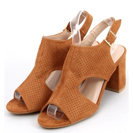 Sandals openwork high heels Stacy Camel JF2007 brown 2