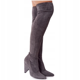 Suede High Heel Boots Lu Boo Gray XW37356 grey 3