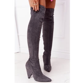 Suede High Heel Boots Lu Boo Gray XW37356 grey 1