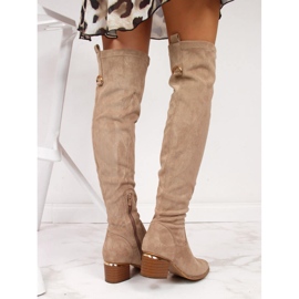 Women's beige suede over the knee boots eVento 2