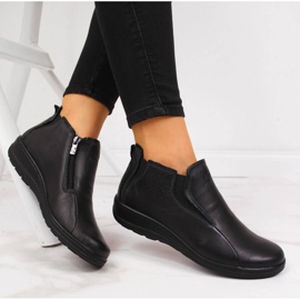 Black Helios 566 comfortable leather women's boots 1