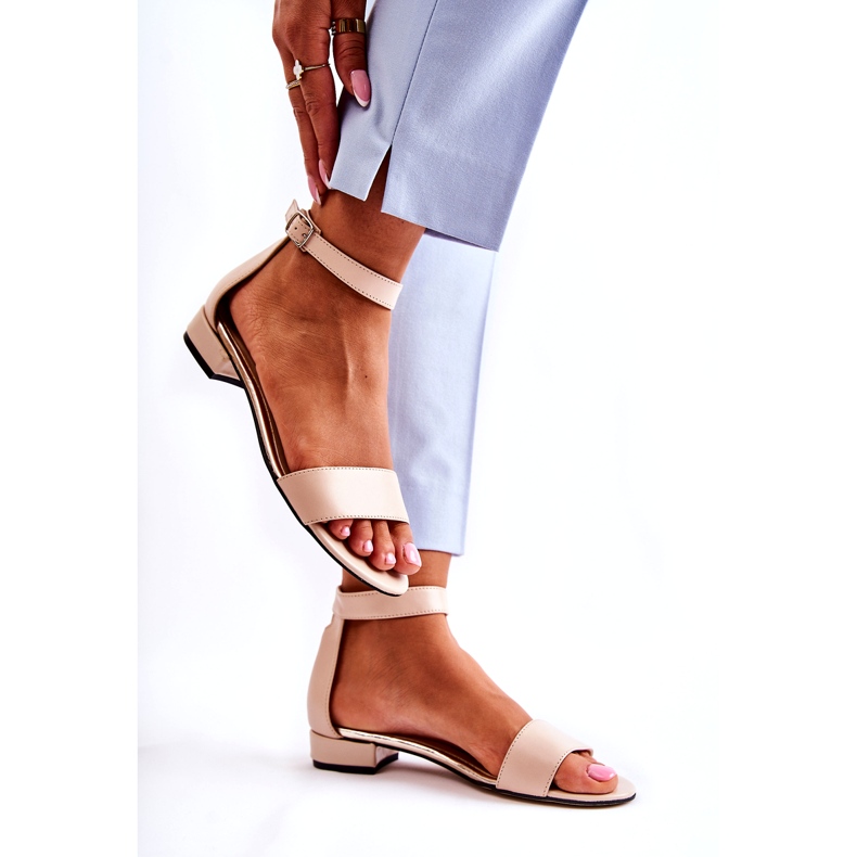 PA2 Women's Leather Sandals Beige Shanley 4099 2