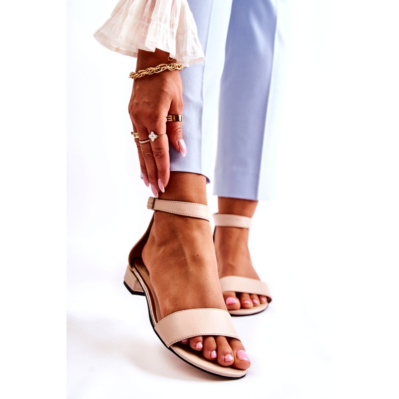 PA2 Women's Leather Sandals Beige Shanley 4099 1