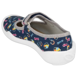 Befado children's slippers 114Y502, navy blue with colorful applications 2