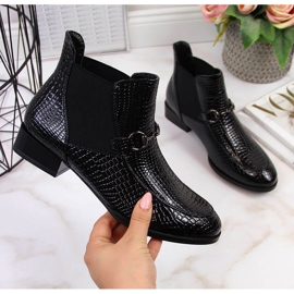 Black patent leather ankle boots filippo snakeskin 2