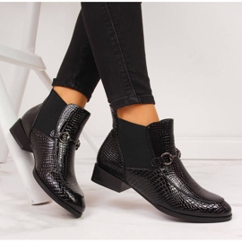 Black patent leather ankle boots filippo snakeskin 1