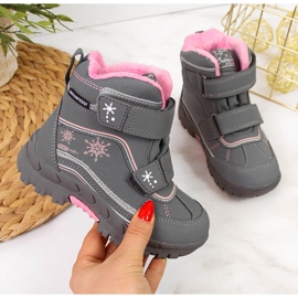 Snow boots girls' gray American Club velcro grey 1