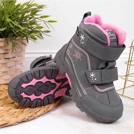 Snow boots girls' gray American Club velcro grey 2