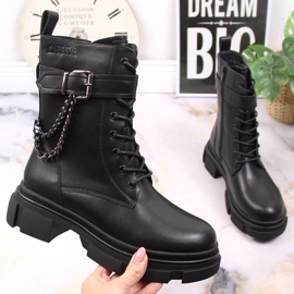 Black leather bags for women with a chain, warmed black Big Star KK274486 1