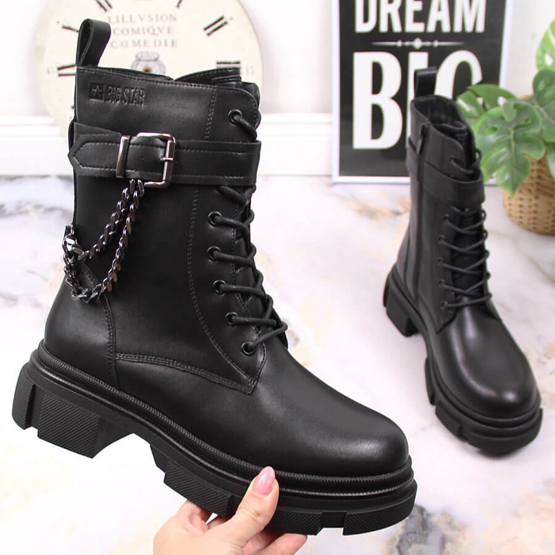 Black leather bags for women with a chain, warmed black Big Star KK274486 1